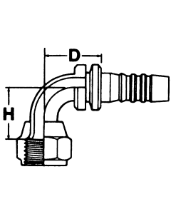 Steel Crimp Global Skive Nipples, Female JIC 37 deg Flare Swivel Size, Short 90 deg Elbow