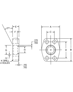 Steel 4-Bolt Flange Adapter, Inch Code 62 Flange, O-Ring Half To Inch Female NPT, Straight