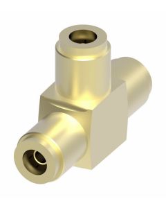 Brass Push>Connect Air Brake Tube Fitting, 0.25 Inch Tube OD Union Tee
