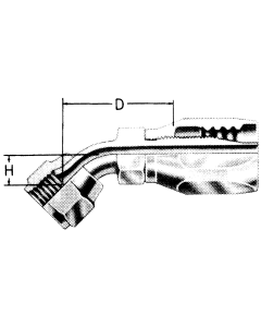 Steel Reusable 1 Wire Braid Reduced Bore Fittings, Female JIC 37 deg Flare Swivel, 45 deg Elbow