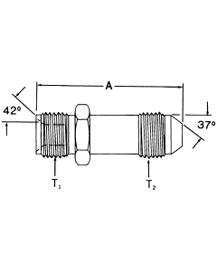Steel Adapters, Male 42 deg Inverted Flare To Male JIC 37 deg Flare, Straight