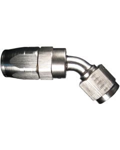 Nickel-Plated Aluminum Reusable Fittings for AQP & StartLite Racing Hose, Female JIC 37 deg Flare Swivel, 45 deg Elbow