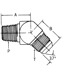 Steel Adapters, Male NPT To Male SAE 45 deg Flare, 45 deg Elbow