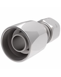 Steel Reusable 1 Wire Braid Teflon Fitting, 1-1/16-14 Female SAE 45 deg Flare Swivel, -12 Hose, Straight