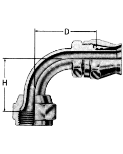 Steel Reusable 1 Wire Braid Teflon Fittings, Female JIC 37 deg Flare Swivel, 90 deg Elbow