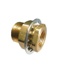 Brass Adapter, 1/2-14 Female NPT To 1-1/8-14 Male NPT, Straight Bulkhead