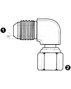 Steel Adapter, M 22 x 1.5 Male Komatsu To M 22 x 1.5 Female Komatsu, 90 deg Elbow