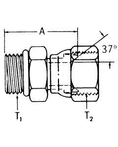 Steel Adapters, Male SAE O-Ring Boss (Straight Thread O-Ring) To Female JIC 37 deg Flare Swivel, Straight