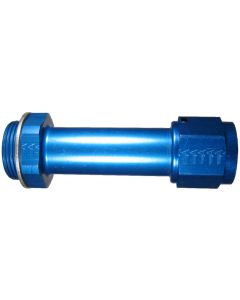 Blue Anodized Aluminum Carburetor Adapters, Female JIC 37 deg Flare Swivel To Holley Dual Feed/Dominator/Quadrajet, Long Straight
