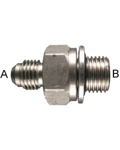 Stainless Steel Adapter, 9/16-18 Male JIC 37 deg Flare To 1/4-19 Male BSPP (British Parallel), Straight