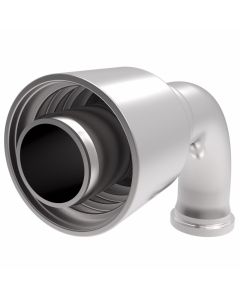 Global TTC 1 & 2 Wire Braid Steel Crimp Fitting, 1.50 Inch SAE Code 61 Split Flange, -08 Hose, 90 deg Elbow