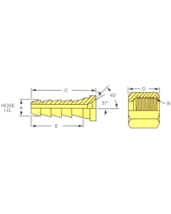 Brass Short Shank Type Fittings, SAE 45 deg Flare, Straight