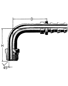 Steel Reusable Socketless Fittings, SAE Male Inverted Flare, 90 deg Elbow