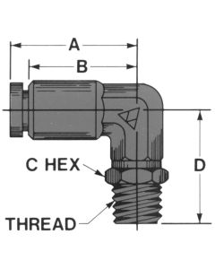Brass Push-In Tube Fitting, 0.38 Tube OD to 1/4-18 Male NPT Swivel, 90 deg Elbow