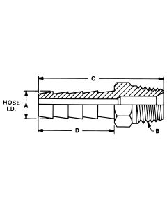 Brass Short Shank Type Fitting, 0.50 Inch Hose ID to 1/2-14 Male NPT, Straight