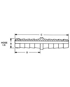 Brass Short Shank Type Fitting, 0.19 Inch ID Hose Splicer