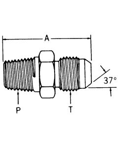 Steel Adapter, 2-11-1/2 Male NPT To 1-7/8-12 Male JIC 37 deg Flare, Straight