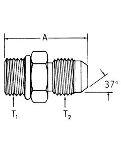 Steel Adapter, 1-1/16-12 Male SAE O-Ring Boss (Straight Thread O-Ring) To 7/16-20 Male JIC 37 deg Flare, Straight