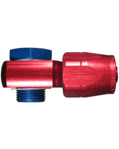 Red/Blue Anodized Aluminum Reusable Fitting for AQP & StartLite Racing Hose, -06 Hose, Banjo Fitting for Solex Carburetors with 12mm x 1.25 thread., Straight