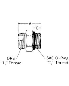 Steel Adapter, 1-11/16-12 Male SAE O-Ring Face Seal To 1-5/8-12 Male SAE O-Ring Boss (Straight Thread O-Ring), Straight
