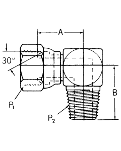 Steel Adapter, 3/8-18 Female NPT Swivel To 3/4-14 Male NPT, 90 deg Elbow