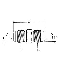 Steel Adapter, 1-3/16-12 Male JIC 37 deg Flare To 1-1/16-12 Male JIC 37 deg Flare, Straight