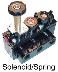 Alpha Series Solenoid Operated Pneumatic Valve, 4-way 2-position, Solenoid Return, 1/4 NPT (Side) Ports, 50 Flow Rating