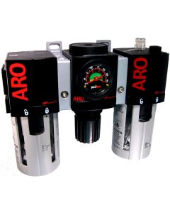 Aro-Flo Series Air Line Filter/Regulator/Lubricator Combination Unit, 1/2 NPT Ports, 150 SCFM Flow Rating, Auto Drain