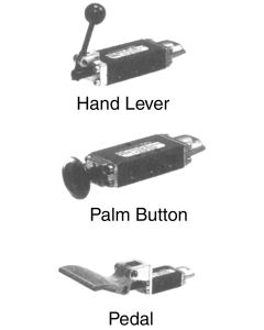 E Series Manually Operated Pneumatic Valve, 4-way 2-position, Spring Return, Pedal, 1/4 NPT (Side) Ports, 26 Flow Rating