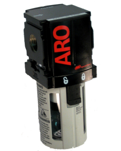 Aro-Flo Series Air Line Filter, 1/2 NPT Ports, 5 micron Element, 197 SCFM Flow Rating, 2.4 oz Bowl Capacity, Manual Drain