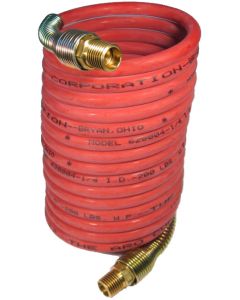 Coiled Air Tool Hose Assembly, 0.25 Inch ID Hose, 11 ft Foot Length, 1/4 NPT Fittings