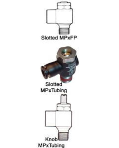 Right Angle Pneumatic Flow Control Valve, 1/8 NPT Male x 1/8 NPT Female Ports, 17 Flow Rating