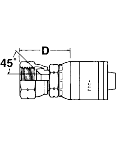 Global TTC 1 & 2 Wire Braid Steel Crimp Fittings, Female SAE 45 deg Flare Swivel, Straight