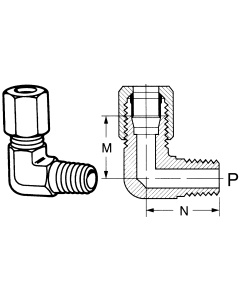7000 Series Ermeto Steel Flareless Fittings, Tube To Male NPT, 90 deg Elbow