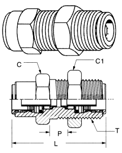 Brass Push>Connect Air Brake Tube Bulkhead Unions