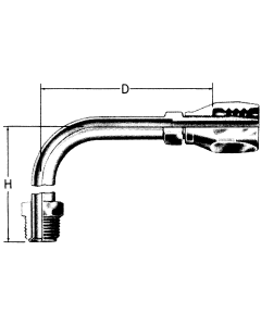 Steel Reusable 1 Wire Braid Reduced Bore Fittings, SAE Male Inverted Flare, Short 90 deg Elbow