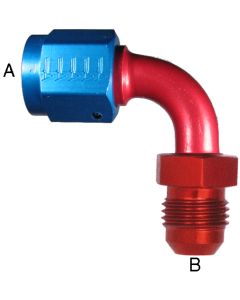 Aluminum Adapters, Female JIC 37 deg Flare Swivel To Male JIC 37 deg Flare, 90 deg Elbow