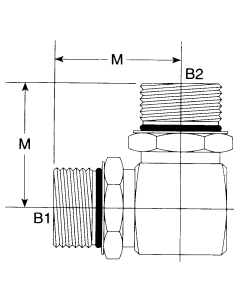 Steel Adapters, Male SAE O-Ring Boss (Straight Thread O-Ring) To Male SAE O-Ring Boss (Straight Thread O-Ring), 90 deg Elbow