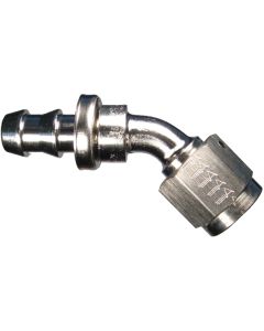 Nickel-Plated Aluminum Reusable Socketless Fittings, Female JIC 37 deg Flare Swivel, 45 deg Elbow
