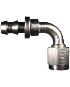Nickel-Plated Aluminum Reusable Socketless Fittings, Female JIC 37 deg Flare Swivel, 90 deg Elbow
