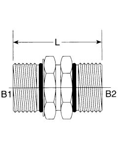 Steel Adapter, 1-7/8-12 Male SAE O-Ring Boss (Straight Thread O-Ring) To 1-7/8-12 Male SAE O-Ring Boss (Straight Thread O-Ring), Straight
