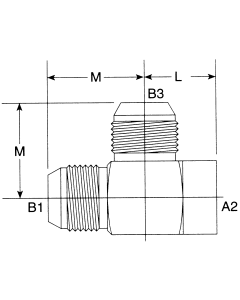 Steel Adapter, 7/8-14 Male JIC 37 deg Flare Run & Branch To 1/2-14 Female NPT Run, Tee
