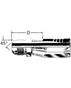 Steel Reusable 1 Wire Braid Reduced Bore Two-Piece Fittings, Male SAE 45 deg Flare, Straight