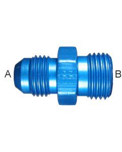 Blue Anodized Aluminum Adapters, Male JIC 37 deg Flare To Male Metric Thread, Straight