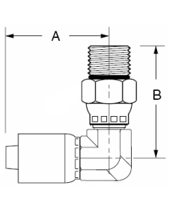 Global TTC 1 & 2 Wire Braid Steel Crimp Fittings, Male SAE O-Ring Boss (Straight Thread O-Ring) Swivel, 90 deg Elbow