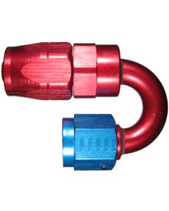 Red/Blue Anodized Aluminum Reusable Fittings for AQP & StartLite Racing Hose, Female JIC 37 deg Flare Swivel, 180 deg Elbow