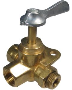 Brass 3-Way Side Outlet Plug Valves, Male NPT to Female NPT