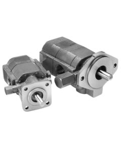 Two Stage High/Low Hydraulic "Log Splitter" Pump, 0.19/0.52 cu in/rev (Front/Rear), 4-bolt Mounting Flange, 1/2" Straight w/woodruff key Shaft, Inlet: 1" tube; Outlet: 1/2" NPTF Ports, CW Rotation, Built in check valve and unloading valve