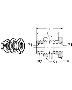 Brass Adapters, Female NPT To Male NPT, Straight Bulkhead