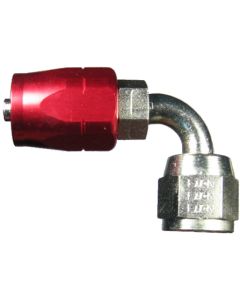Red/Silver Plated Steel Reusable Fittings for AQP & StartLite Racing Hose, Female JIC 37 deg Flare Swivel, 90 deg Elbow